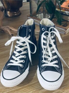 Converse High Top Sneakers in Navy Blue and White